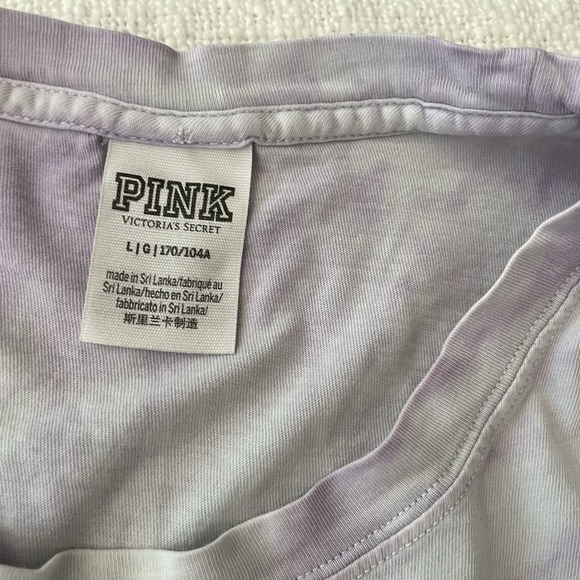 Victoria Secret PINK Campus T Shirt Purple Tie Dye Long Sleeve Women's Large - Picture 3 of 6
